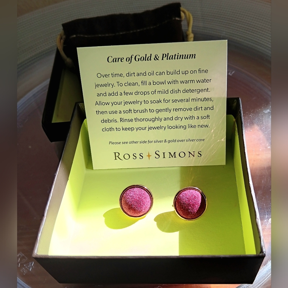 Avon Burgundy Velvet Round Half Inch Earrings In Ross-Simons Gift Box
